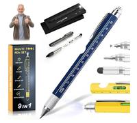 Liocwocne 2026 New One Pen Nine Functions for Him, Portable 9 in 1 Multi Tool Pen, for Writing, Measuring, Repairing, Lighting, Opening Bottles, Etc.(Blue)