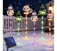 Liocwocne 6-Pack of Moving Christmas Lights, LED Waterproof Christmas Decorations Outdoor, Solar Power Courtyard Tree Snowman Reindeer for Courtyard, Porches, Pathway (C,Solar)