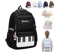 Liocwocne Aesthetic Piano Backpack for Women, Cute Dot School Bags for Teenage Girls,Waterproof Nylon Large Laptop Daypack Casual Bookbag for College Travel Work Commute (H)
