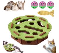 Liocwocne Cat Scratch Puzzle Enrichment Box, Interactive Felt Maze Game Box for Cats of All Ages in Indoor, Scratch Resistant & Soft on Paws Cat Nail File Scratch with 3 Bell Balls (Green-B)