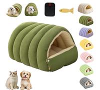 Liocwocne Cozy Monster Cat Bed, Soft Plush Winter Cave Style Pet Bed with Removable & Washable Cushioned, Warm Cats House Tent Bed in Indoor for Cats, Kittens And Small Dogs (Light Green,M)