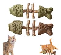 Liocwocne Fix Your Cat’S Dental Health, Natural Creative Fish Bone Cat Toy - Wooden Catnip Teeth Cleaning Stick, Pets Cat Chew Stick for Teething Kittens That Relieve Boredom Promote Play (2PCS-F)