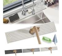 Liocwocne Instant Drying Stone, Stone Faucet Mat for Kitchen Sink, Kitchen Sink Stone Tray Around Faucet, Instant Stone Drying Trays for Bathroom, Kitchen Sink Splash Guard (White-square, 60 * 10cm)