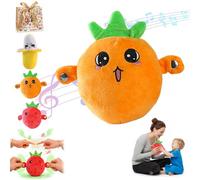 Liocwocne Interactive Music Plush Toy Set, Touch Sensitive Fruit Stuffed Animal with Piano Melodies and Lights, Educational Sensory Figure for Kids Early Learning, Boys and Girls Gift (Orange)