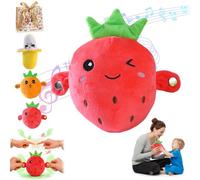 Liocwocne Interactive Music Plush Toy Set, Touch Sensitive Fruit Stuffed Animal with Piano Melodies and Lights, Educational Sensory Figure for Kids Early Learning, Boys and Girls Gift (Red)