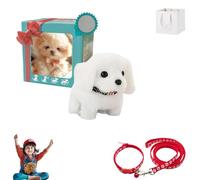 Liocwocne My Realistic Robot Puppy, 2025 New Electronic Interactive Plush Puppy Toy, Robot Dogs that Act Like Real Dogs, Interactive Plush Toy, Gift for Boys Girls and Adults(White)