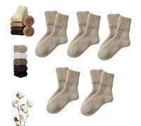 Liocwocne Neattidyly/Fallesson 5 Pairs Women's Solid Mid-Calf Socks, Soft Women’s Solid Mid Calf Socks Fall, Winter Boots Socks Thick Warm Cozy Crew Socks for Women Girls (Khaki)