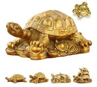 Liocwocne Pyrite Tortoise Statue Brass Turtle Figurine,Feng Shui Crystal Decor for Home Office Desk Shelf, Symbol of Wealth Prosperity & Luck, Tea Pet Animal Sculpture Gift (A)