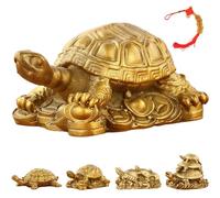 Liocwocne Pyrite Tortoise Statue Brass Turtle Figurine, Lucky Crystal Feng Shui Crystal Decor for Home Office Desk Shelf, Symbol of Wealth Prosperity & Luck, Tea Pet Animal Sculpture Gift (A)