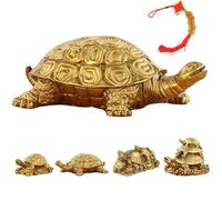 Liocwocne Pyrite Tortoise Statue Brass Turtle Figurine, Lucky Crystal Feng Shui Crystal Decor for Home Office Desk Shelf, Symbol of Wealth Prosperity & Luck, Tea Pet Animal Sculpture Gift (B)