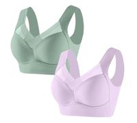 Liocwocne Sexy Push Up Wireless Bras, Wireless Push Up Bra, Wide Strap Sleep Comfortable Full Coverage Shaping Bras(Green+purple,3XL)