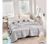 Liocwocne Silky Cooling Blanket King Size, Double Sided Ice Cold Blanket for Hot Sleepers & Night Sweats, Smooth Breathable Lightweight Summer Bedding, Cool Blankets for Adults (Grey,Small Single)