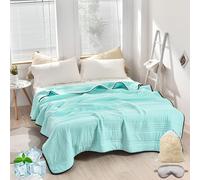 Liocwocne Silky Cooling Blanket King Size, Double Sided Ice Cold Blanket for Hot Sleepers & Night Sweats, Smooth Breathable Lightweight Summer Bedding, Cool Blankets for Adults (Aqua,Queen)