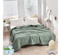 Liocwocne Silky Cooling Blanket King Size, Double Sided Ice Cold Blanket for Hot Sleepers & Night Sweats, Smooth Breathable Lightweight Summer Bedding, Cool Blankets for Adults (Green,Single)