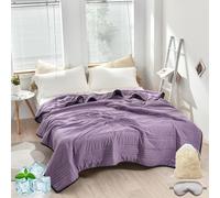 Liocwocne Silky Cooling Blanket King Size, Double Sided Ice Cold Blanket for Hot Sleepers & Night Sweats, Smooth Breathable Lightweight Summer Bedding, Cool Blankets for Adults (Purple,Queen)