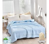 Liocwocne Silky Cooling Blanket King Size, Double Sided Ice Cold Blanket for Hot Sleepers & Night Sweats, Smooth Breathable Lightweight Summer Bedding, Cool Blankets for Adults (Light Blue,King)