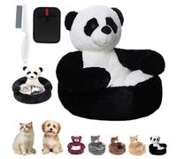 Liocwocne Teddy Bear Dog Bed with Arms, Semi-Enclosed Cotton Cuddle Pet Sofa for Small Dogs & Cats, Soft Plush Cuddle Bear Pet Bed with Detachable Washable Cover Non-Slip Base (Black, M)