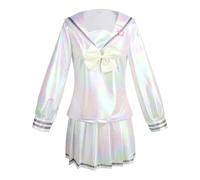 LIOEUE KAngel Cosplay Costume Women, Holographic Sailor Dress Outfit for Halloween Comic Con, Internet Angel Inspired Fancy Dress-Apparel + Accessories||S