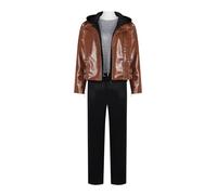LIOEUE RE: Requiem Grace Ashcroft Officially Inspired Cosplay - Complete Brown Leather Jacket Costume Set (clothing,XL)
