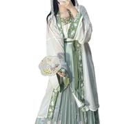 LIOEUE Traditional Chinese Hanfu Costume | Ancient Song Dynasty Style | 4-Piece Complete Set | Women's Historical Cosplay (green,M)