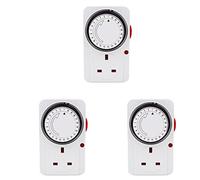 Lioggyet 3X 24-Hour Segmented Switch-Energy-Saving Plug Timer Socket Kit-with Programmable Time Controller 3-Pin Plug UK Plug