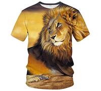 Liohans Mens Animal Lion 3D Printed T-Shirt Casual Short Sleeve Tee Shirt,Multicolor1,M