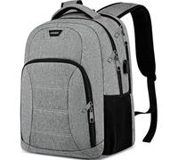 Liokesa Backpack for Men Women, School Backpacks for Teen Boys, Laptop Backpack with USB Charging Port, 15.6 Inch Water Resistant College Bookbag Daypack, Grey