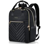 Liokesa Women's Backpack, 15.6 Inch Laptop Backpack, School Backpack, Girls Teenagers with USB Charging Port & Laptop Compartment, Laptop Bag, Business Backpacks for Work, Travel, Black