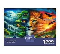 Lion 1000 Piece Jigsaw Puzzle on Sustainably Sourced Board Favourites Jigsaw Lion & Forest Falls with Impossible Puzzle for Challenging Puzzles for Adults 70x50cm/1000pcs