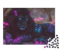 Lion 1000 Piece Jigsaw Puzzles Dark Lion with Purple Glow Adults Aged 12 And Above Educational Game Beautiful Decoration Difficult Challenging Male And Female Birthday 70x50cm/1000pcs Gifts