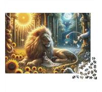 Lion 1000 Piece Jigsaw Puzzles Lion in Sunflower Field for Adults Educational Games Beautiful Decoration Difficult Challenging Birthday Gifts 38x26cm/1000pcs