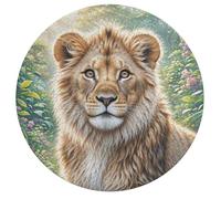 Lion 195 Piece Circular Jigsaw Puzzle Cute Pet Animals Animal Shape All Ages Suitable Stress Relief Puzzle Educational Learning Through Play Home Decor 195 PCS