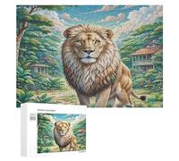 Lion 300 Piece Jigsaw Puzzles Adults Kids Cute Pet Animals Jigsaws Cozy Night In Activity Colourful Challenge Great Gift Puzzle Lovers Stress Reliever 300 PCS