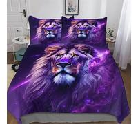 Lion 3D Duvet Cover 2 Piece Soft Brushed Microfiber Quilt Cover Bedding Sets with Matching Pillowcases for Kids，Youth And Adult Comforter Cover King (220x240cm)