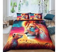 Lion 3D Duvet Cover Set, 3-Piece Set Printed Quilt Cover with Zipper Closure, Soft Microfiber Bedding for Kids Teens Adults Double（200x200cm）