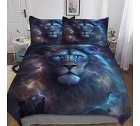 Lion 3D Duvet Cover Set Microfiber Bedding Set Quilt Cover 3 Pieces with Zipper Closure And Pillowcases For Boys, Girls And Teenagers Comforter Cover King (220x240cm)