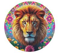 Lion 68 Piece Circular Jigsaw Puzzle Wildlife Animal Shape All Ages Suitable Stress Relief Puzzle Educational Learning Through Play Home Decor 68 PCS