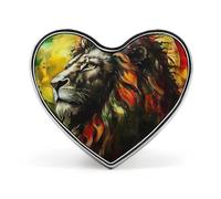 Lion A Rastafari Flag Jungle Reggae Badge Heart Shape Cute Brooch Pins Button Badges for Backpack Jackets Hats Decor