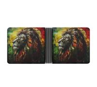Lion A Rastafari Flag Jungle Reggae Bifold Wallet Leather Slim Cash Card Holder Cute Purse