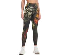 Lion A Rastafari Flag Jungle Reggae Leggings for Women High Waist Tummy Control Workout Yoga Pants for Running Athletic M