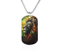 Lion A Rastafari Flag Jungle Reggae Memorial Necklace Titanium Steel Rectangle Tag Chain Pendant Jewelry Gift