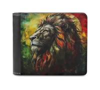Lion A Rastafari Flag Jungle Reggae Men's Bifold Wallet Slim Cash Card Holder Leather Purse