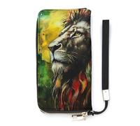 Lion A Rastafari Flag Jungle Reggae Slim Wallet for Women Long Purse Cute Clutch Wristlet Handbag Card Holders