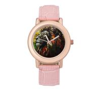 Lion A Rastafari Flag Jungle Reggae Womens Elegant Watch Analogue Quartz Watch Leather Band Wristwatch