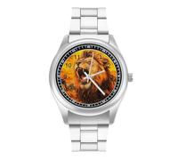 Lion African Animals Elephant Giraffe Business Watches for Men Stainless Steel Strap Watch Wrists Boyfriend Father Gift