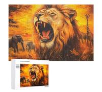 Lion African Animals Elephant Giraffe Funny Jigsaw Puzzles Wooden Picture Puzzle for Adults Home Decors Gift