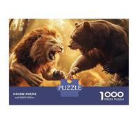 Lion and Bear Confrontation 1000 Piece Jigsaw Puzzle for Adults Paper Puzzle Game Night Scene Family Relaxation Focus Gift 38x26cm/1000pcs