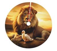 lion and bird at sunset Printed Christmas Tree Skirt 36-Inch Double Layers Soft Xmas Tree Skirts Base Floor Mat for Holiday Party Decoration Ornaments