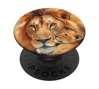 Lion And Cub Abstract Cute Lions PopSockets Adhesive PopGrip