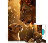 Lion And Cub in The Rain 1000 Piece Jigsaw Puzzle for Teenagers Mindful Game Snug Cut Happy Challenge (38x26cm)